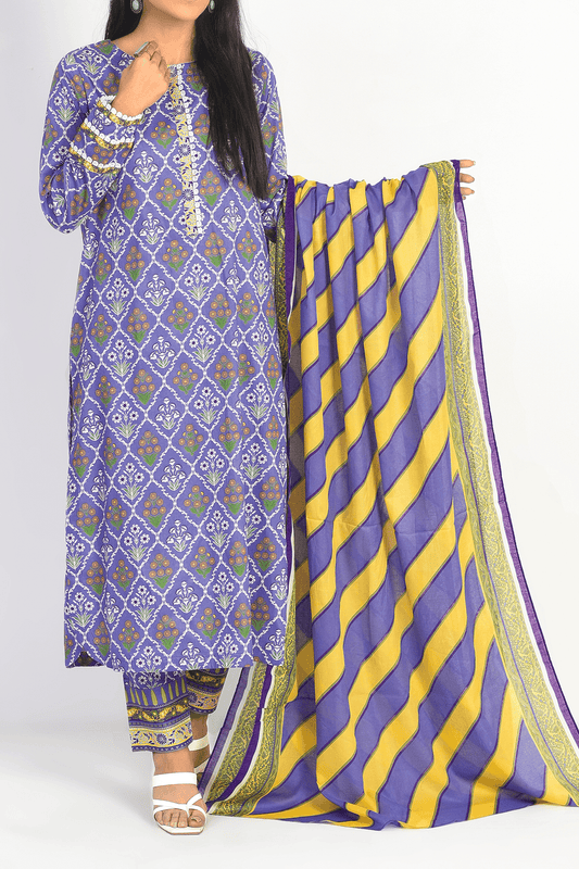 3 Piece | Unstitched | Printed Lawn Shirt, Dupatta, Trouser