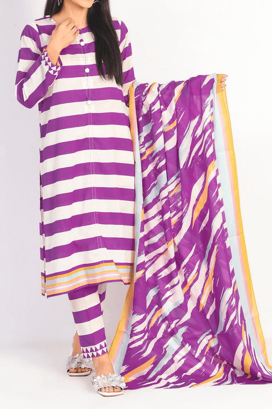 3 Piece | Unstitched | Printed Lawn Shirt, Dupatta, Trouser