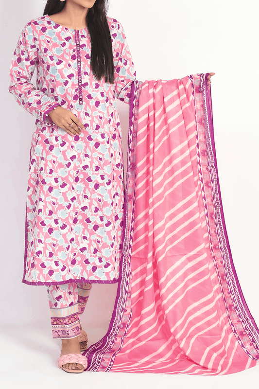 3 Piece | Unstitched | Printed Lawn Shirt, Dupatta, Trouser