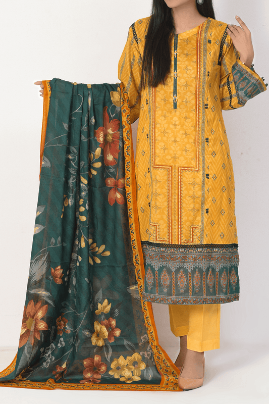 3 Piece | Unstitched | Printed Lawn Shirt, Dupatta, Trouser