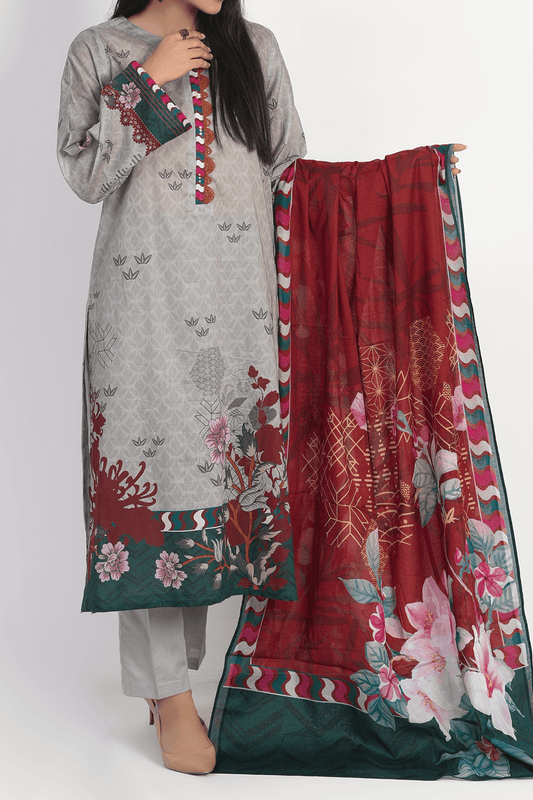 3 Piece | Unstitched | Printed Lawn Shirt, Dupatta, Trouser