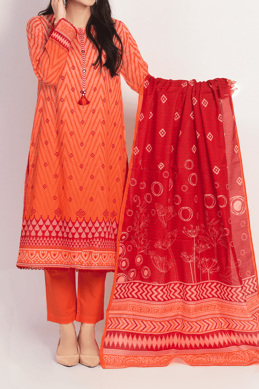 3 Piece | Unstitched | Printed Lawn Shirt, Dupatta, Trouser