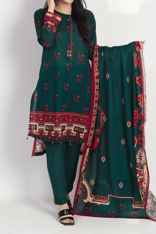 3 Piece | Unstitched | Printed Lawn Shirt, Dupatta, Trouser