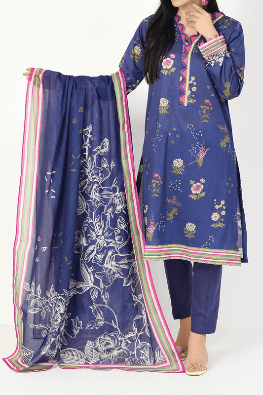 3 Piece | Unstitched | Printed Lawn Shirt, Dupatta, Trouser