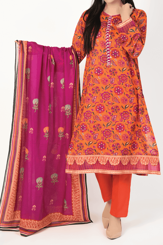 3 Piece | Unstitched | Printed Lawn Shirt, Dupatta, Trouser