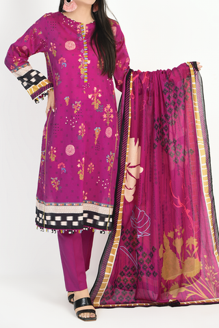 3 Piece | Unstitched | Printed Lawn Shirt, Dupatta, Trouser