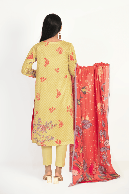 3 Piece | Unstitched | Printed Lawn Shirt, Dupatta, Trouser