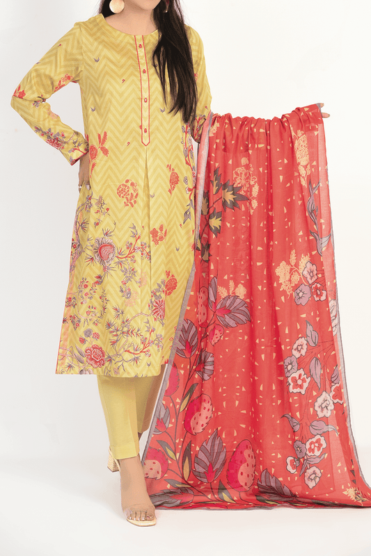 3 Piece | Unstitched | Printed Lawn Shirt, Dupatta, Trouser