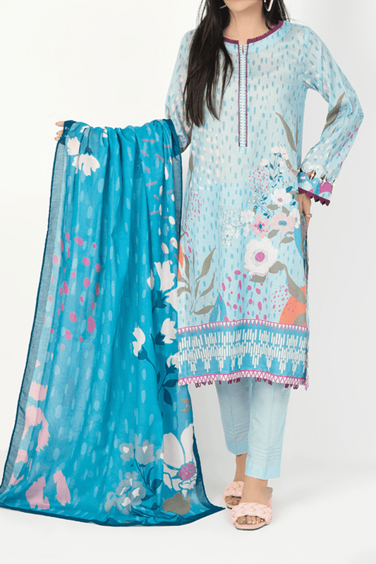 3 Piece | Unstitched | Printed Lawn Shirt, Dupatta, Trouser